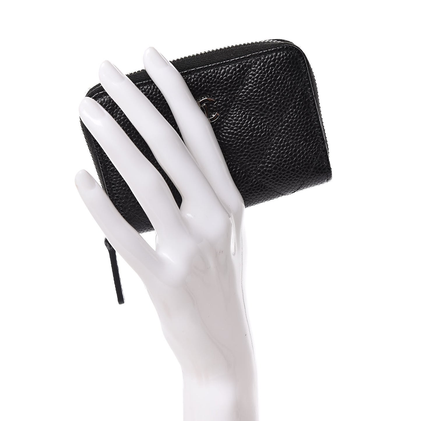 Caviar Quilted Zip Coin Purse Black