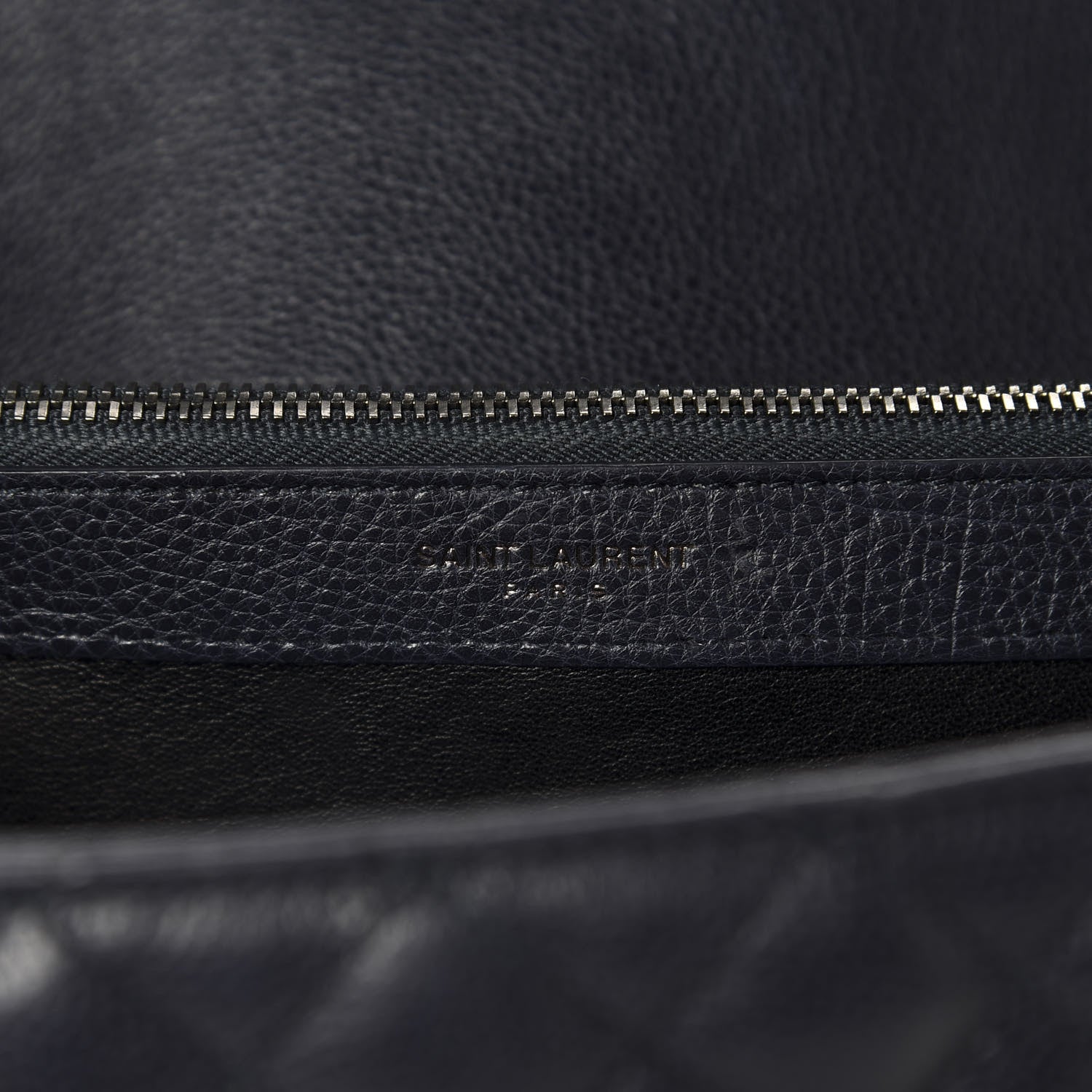 Saint Laurent Calfskin Mixed Matelasse Triquilt Large Monogram Envelope Satchel Deep Marine 8 of 11
