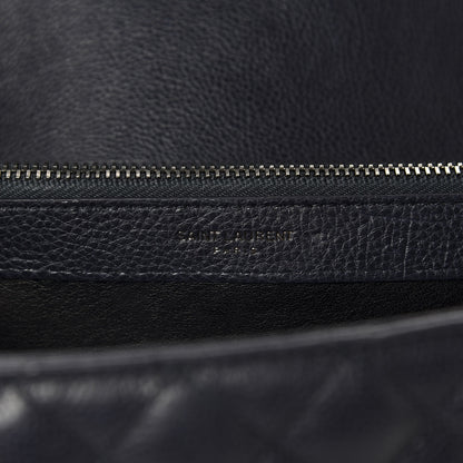 Saint Laurent Calfskin Mixed Matelasse Triquilt Large Monogram Envelope Satchel Deep Marine 8 of 11