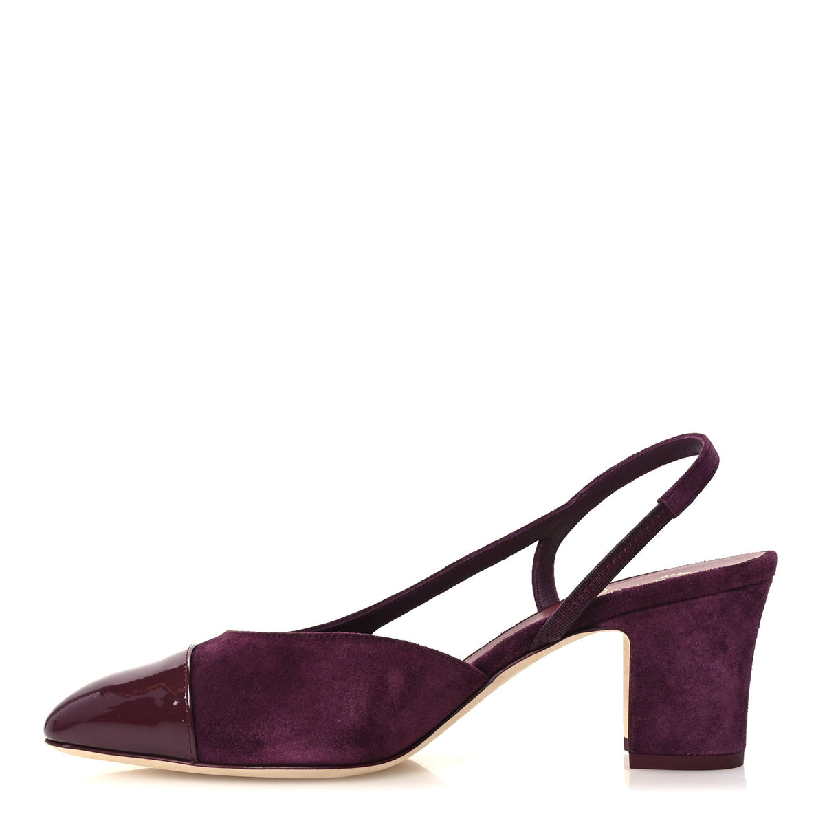 Suede Patent Cap Toe CC Slingback Pumps 38.5 Burgundy