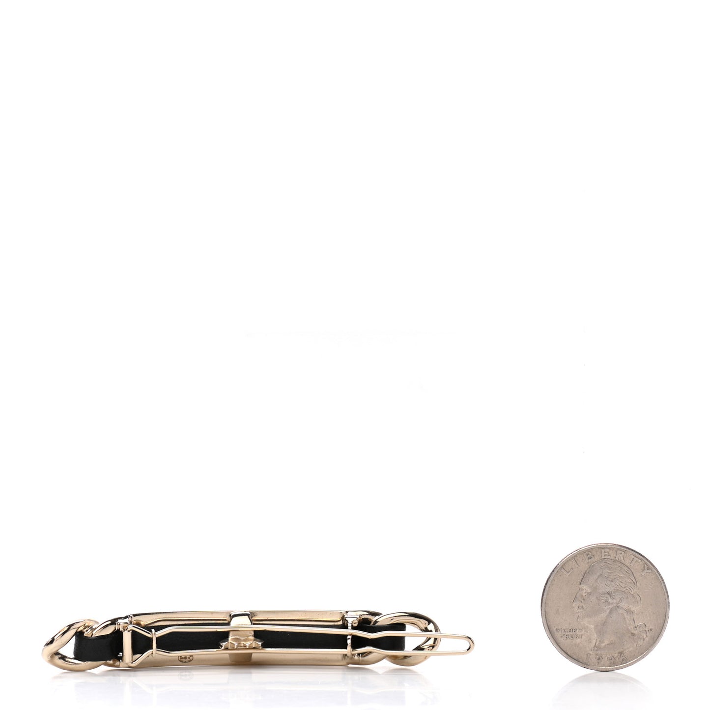 Metal Lambskin Crystal Sergeant Hair Clip Barette Black Gold