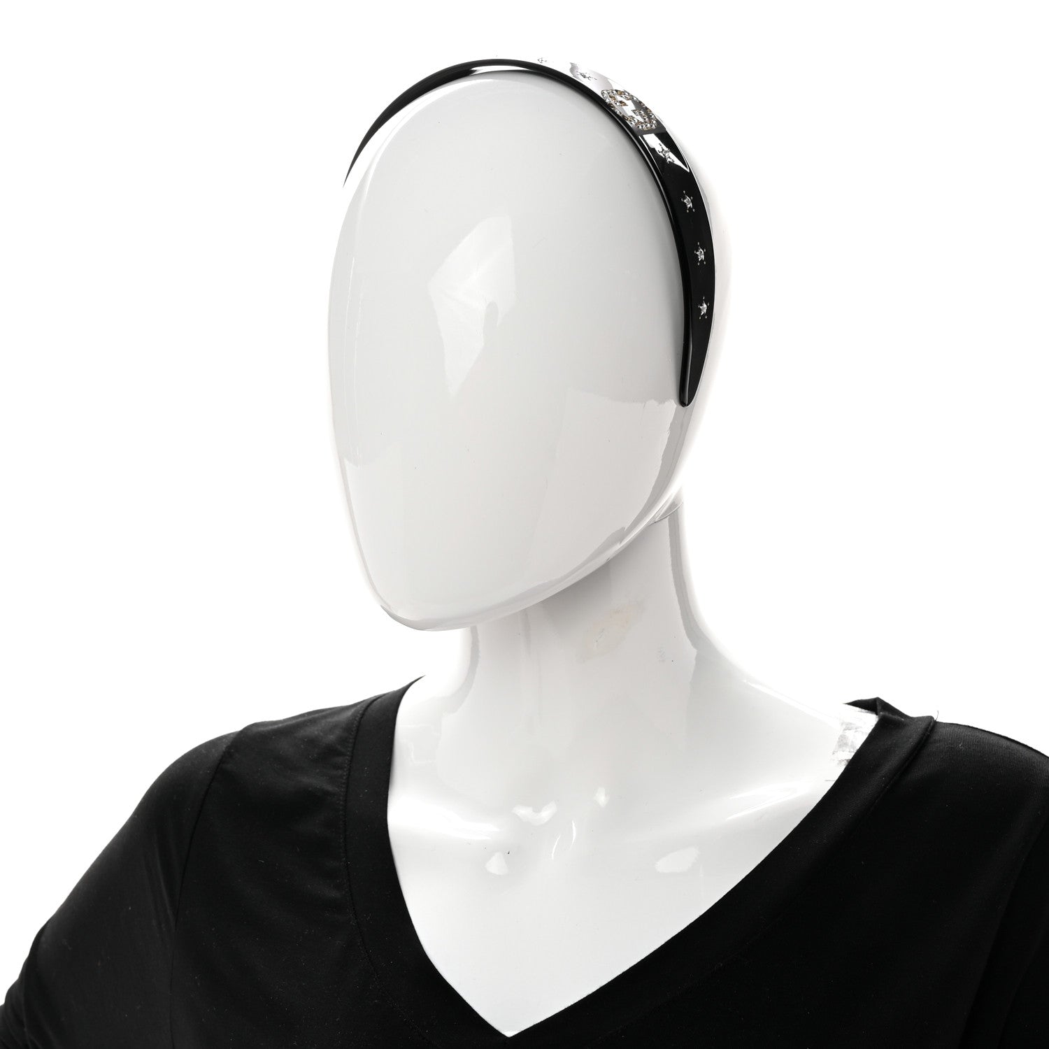 Gucci Resin Crystal Interlocking G Headband Black 2 of 6