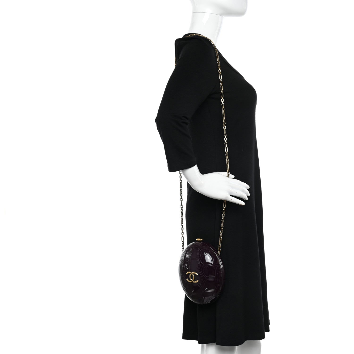 Chanel Plexiglass Shell CC Round Minaudiere Clutch Purple 2 of 10