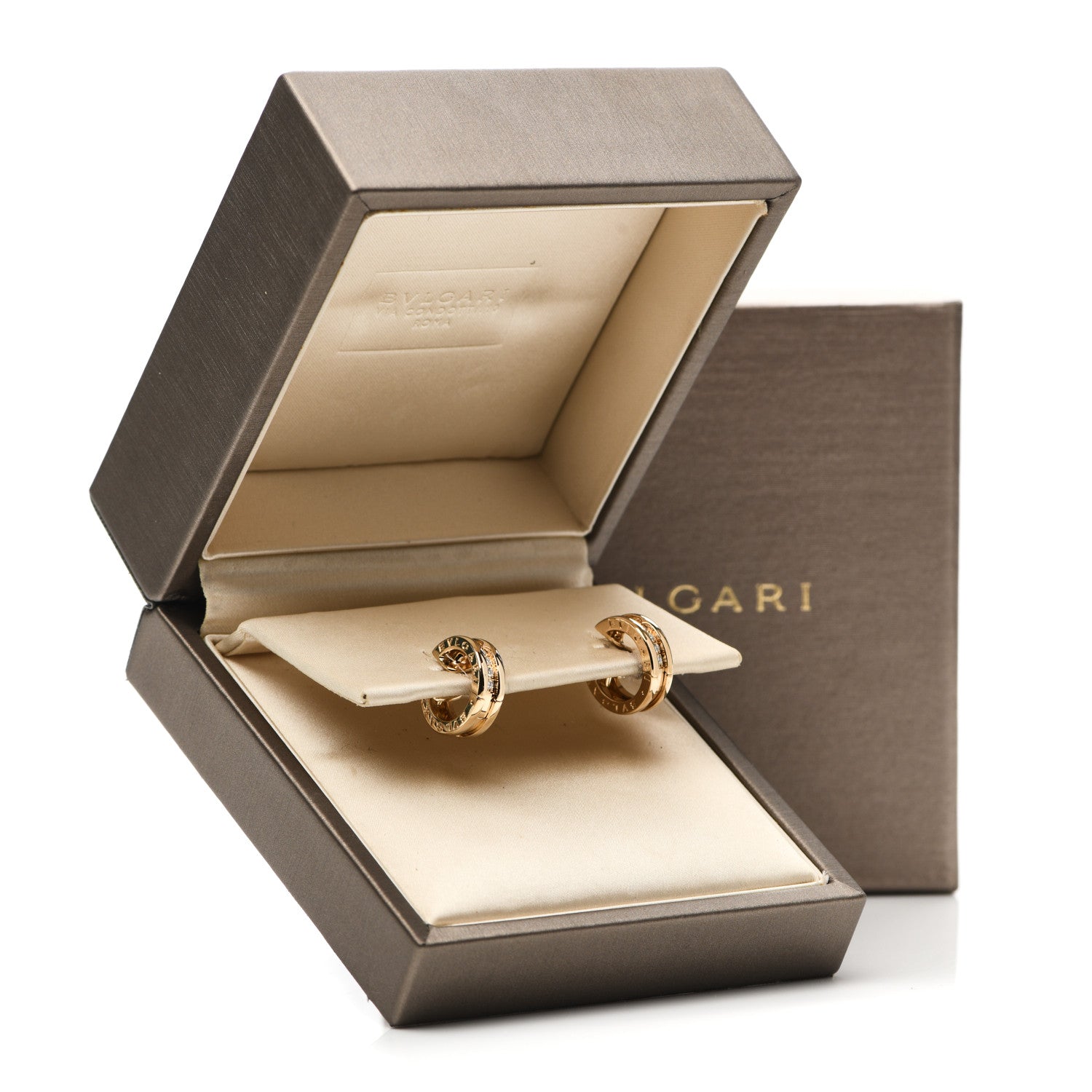 Bulgari 18K Yellow Gold Diamond Small B.Zero1 Hoop Earrings 7 of 7