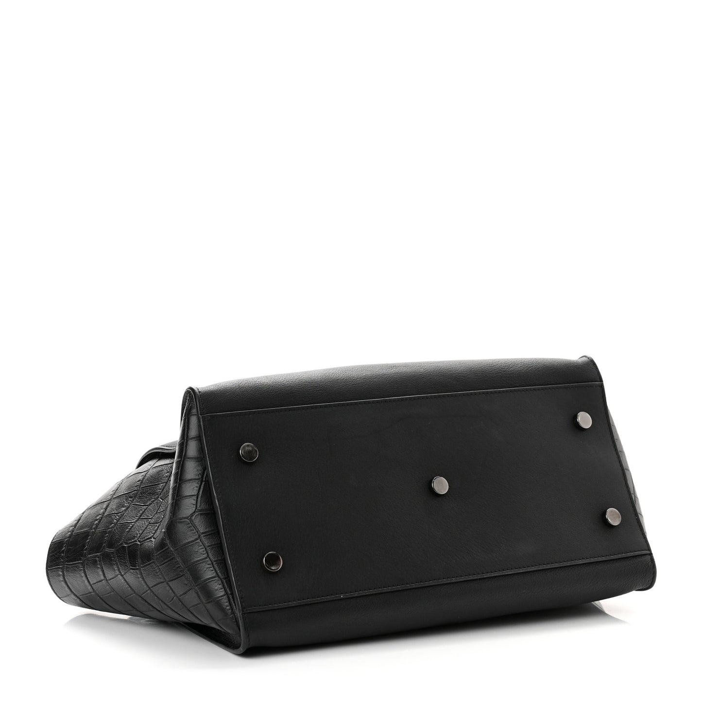Calfskin Crocodile Embossed Small Monogram Downtown Cabas Black