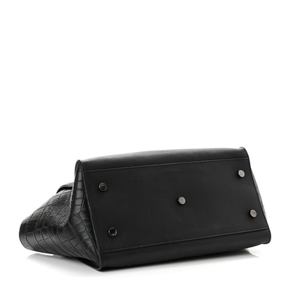 Saint Laurent Calfskin Crocodile Embossed Small Monogram Downtown Cabas Black 4 of 8