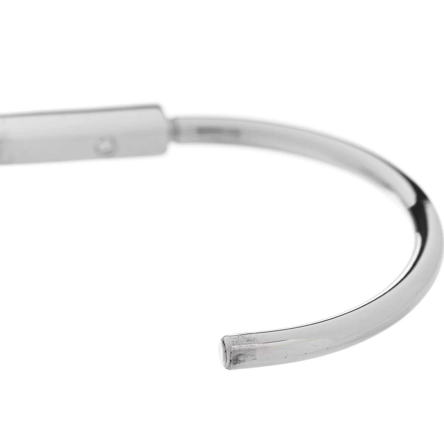 Tiffany 18K White Gold Diamond Tiffany Lock Bangle Bracelet 4 of 5
