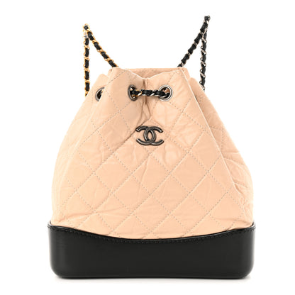 Chanel Aged Calfskin Quilted Small Gabrielle Backpack Beige Black 1 of 11