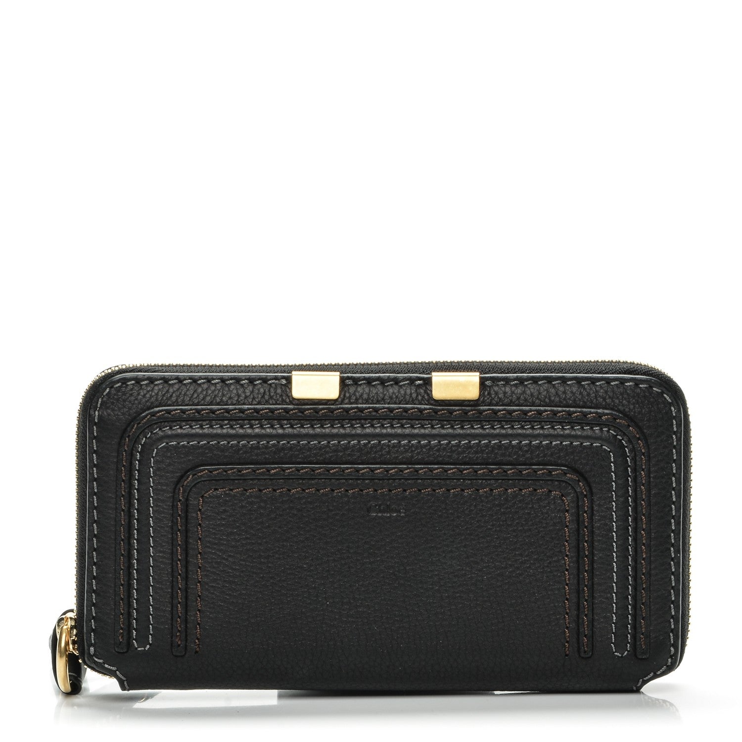 Chloe Grained Calfskin Marcie Long Zip Around Wallet Black 1 of 9
