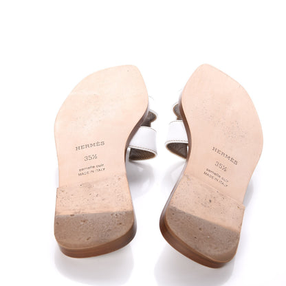 Hermes Box Calfskin Oran Sandals 35.5 White 6 of 8