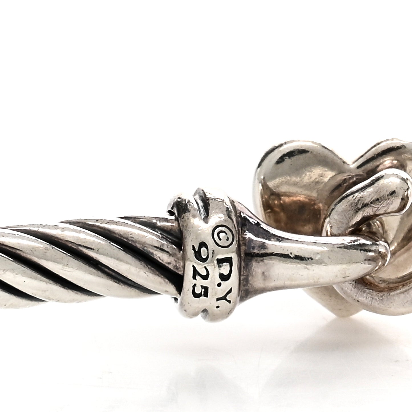 Sterling Silver Diamond Cable Collectibles Heart Bracelet