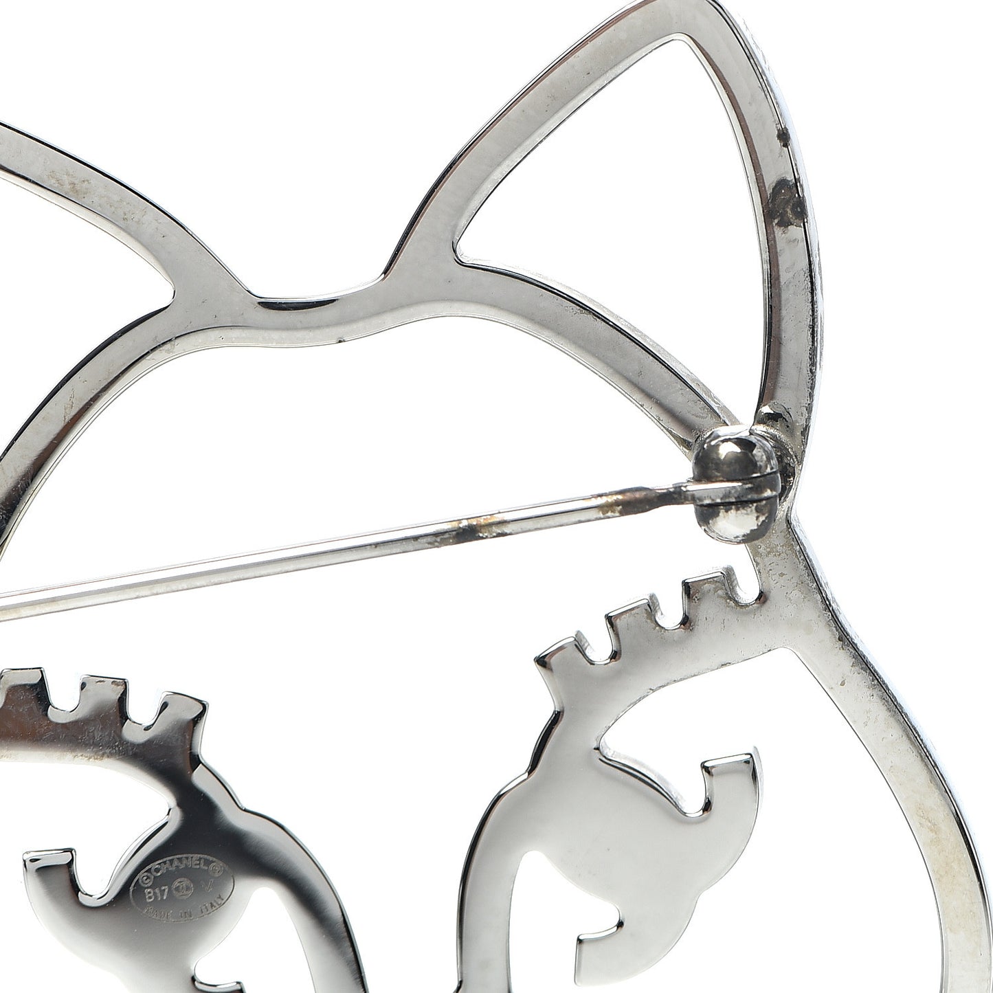 Strass Crystal Emoji Choupette Cat Brooch Silver