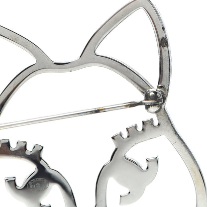 Chanel Strass Crystal Emoji Choupette Cat Brooch Silver 4 of 5