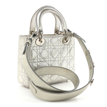 Christian Dior Metallic Grained Calfskin Cannage Small Lucky Badges My Lady Dior Silver 2 of 21
