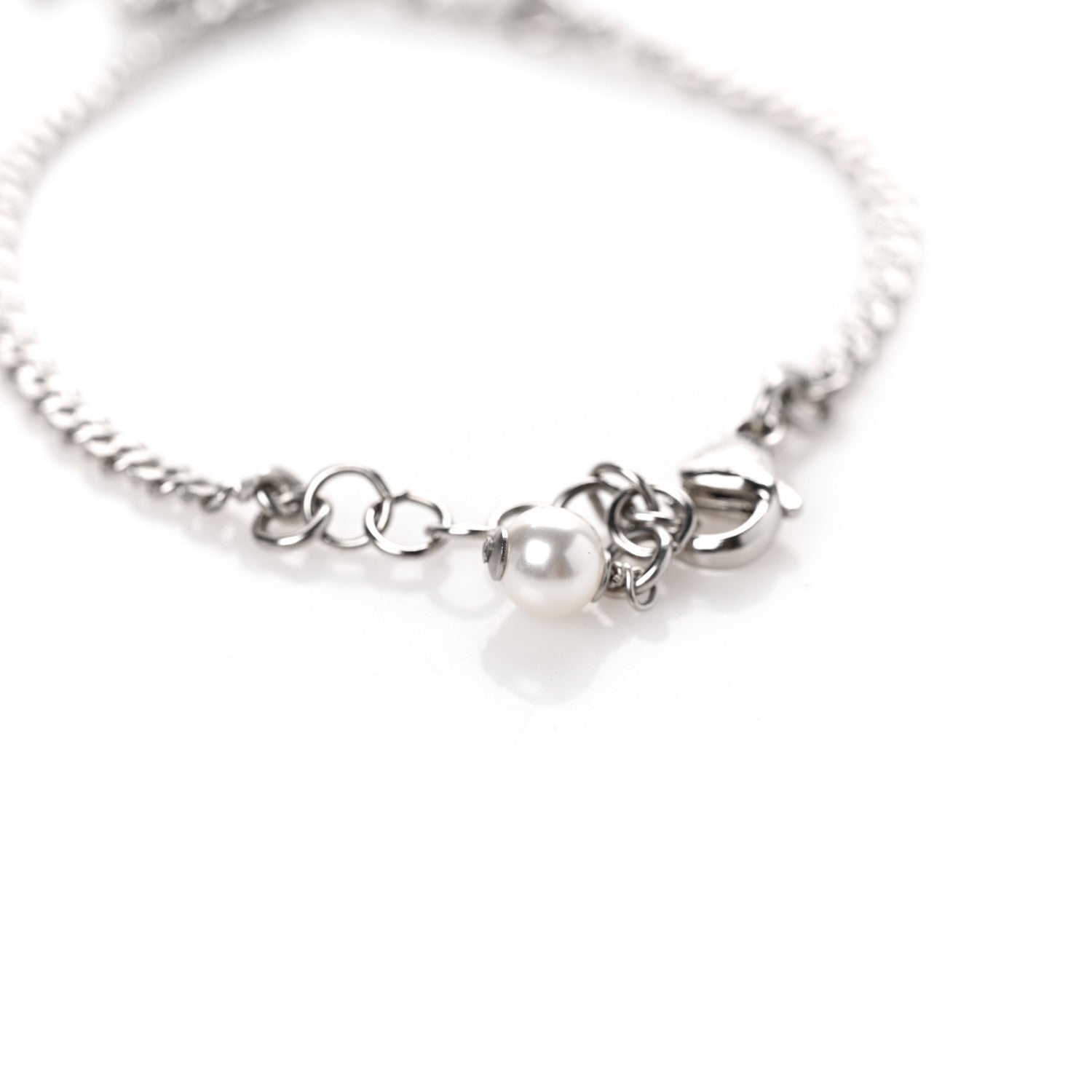 Chanel Crystal Pearl CC Bracelet Silver 4 of 6