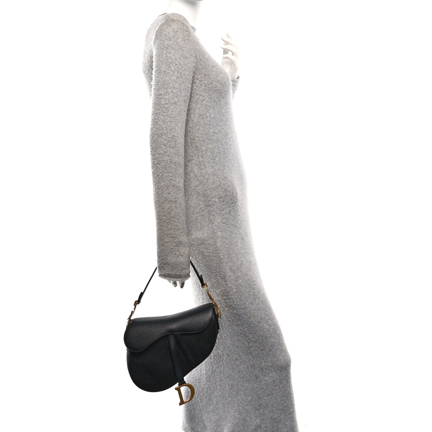 Grained Calfskin Saddle Bag Black