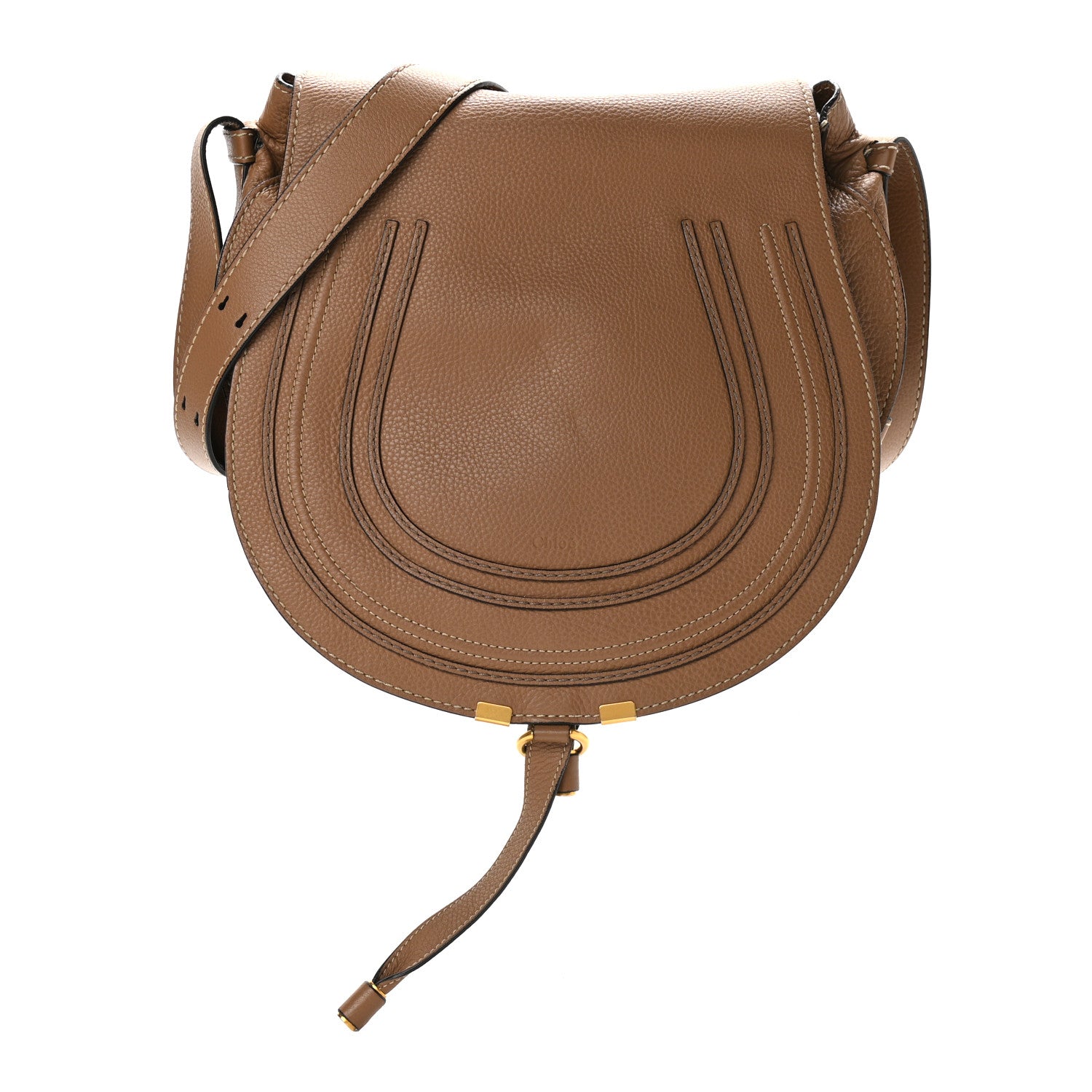Chloe Calfskin Medium Marcie Round Crossbody Bag Nut 1 of 10
