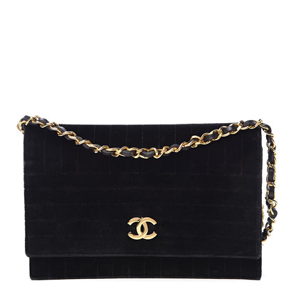 Chanel Velvet Vertical Horizontal Quilt Single Flap Black 1 of 20