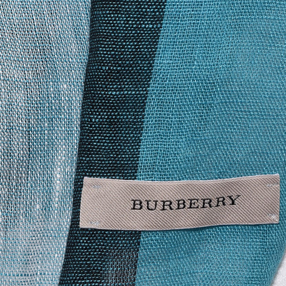 Burberry Linen Check Lightweight Scarf Blue 5 of 5