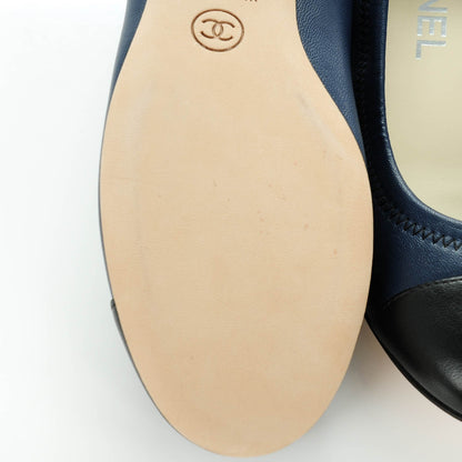 Chanel Lambskin Cap Toe Ballerina Flats 35 Dark Navy Black 9 of 9
