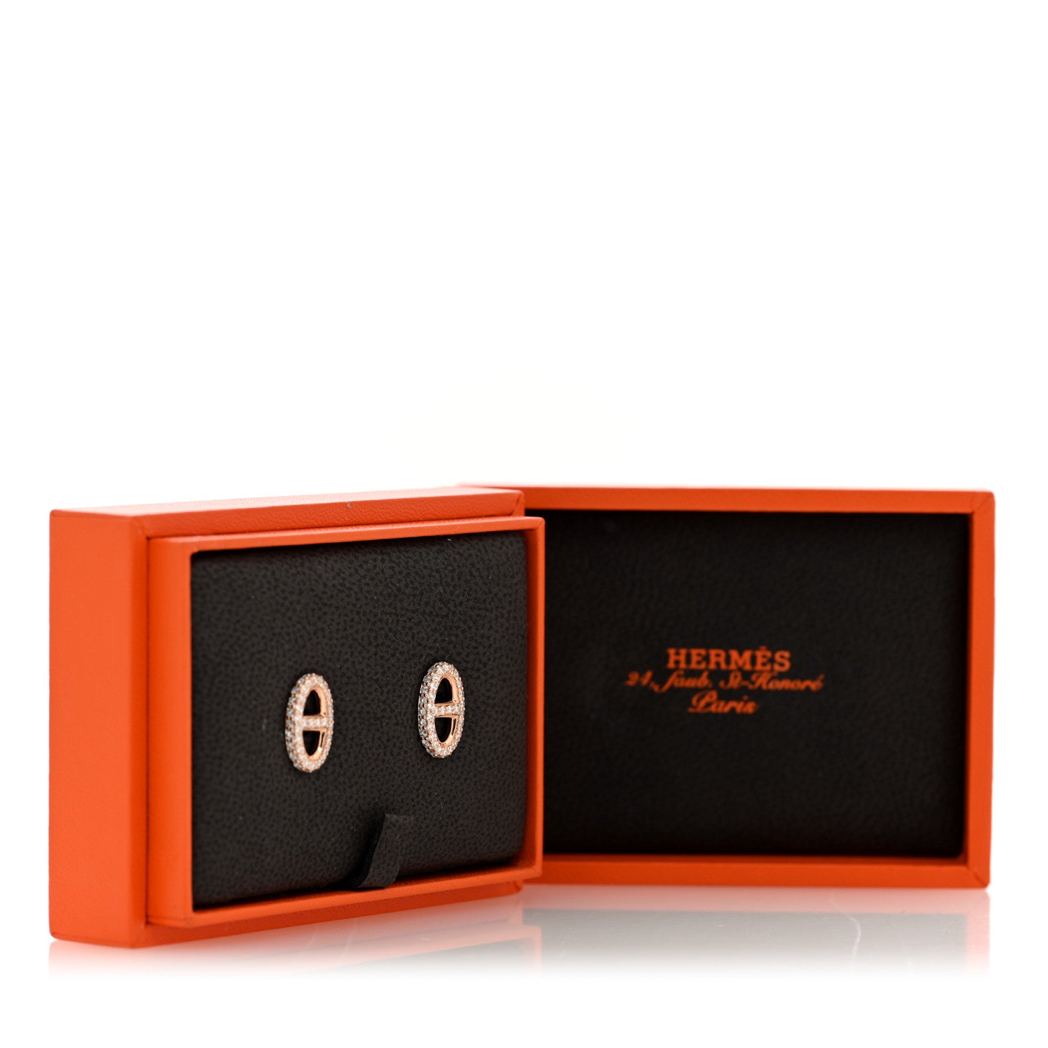 Hermes 18K Rose Gold Diamond New Farandole Earrings 5 of 5