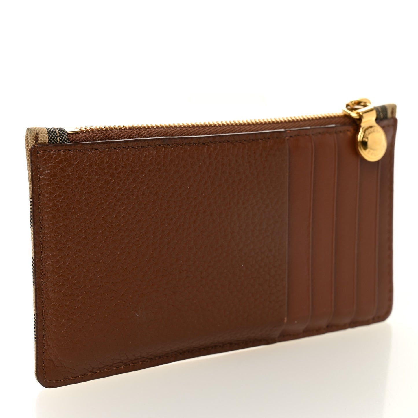 Vintage Check Calfskin Somerset Coin Case Card Holder Archive Beige
