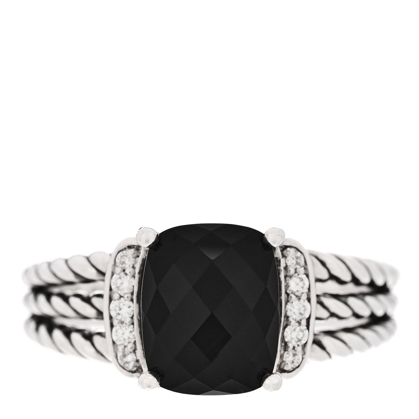 Sterling Silver Diamond Black Onyx 10mm Petite Wheaton Ring 59 8.75