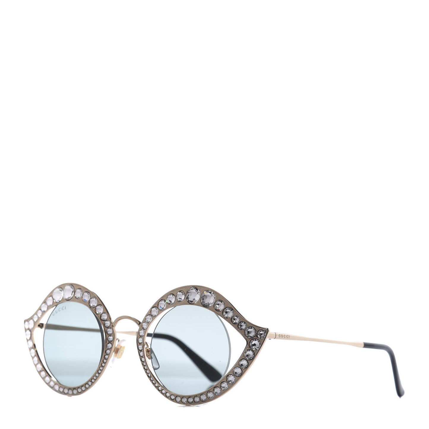 Metal Crystal Cat Eye Sunglasses GG0046S Gold Grey