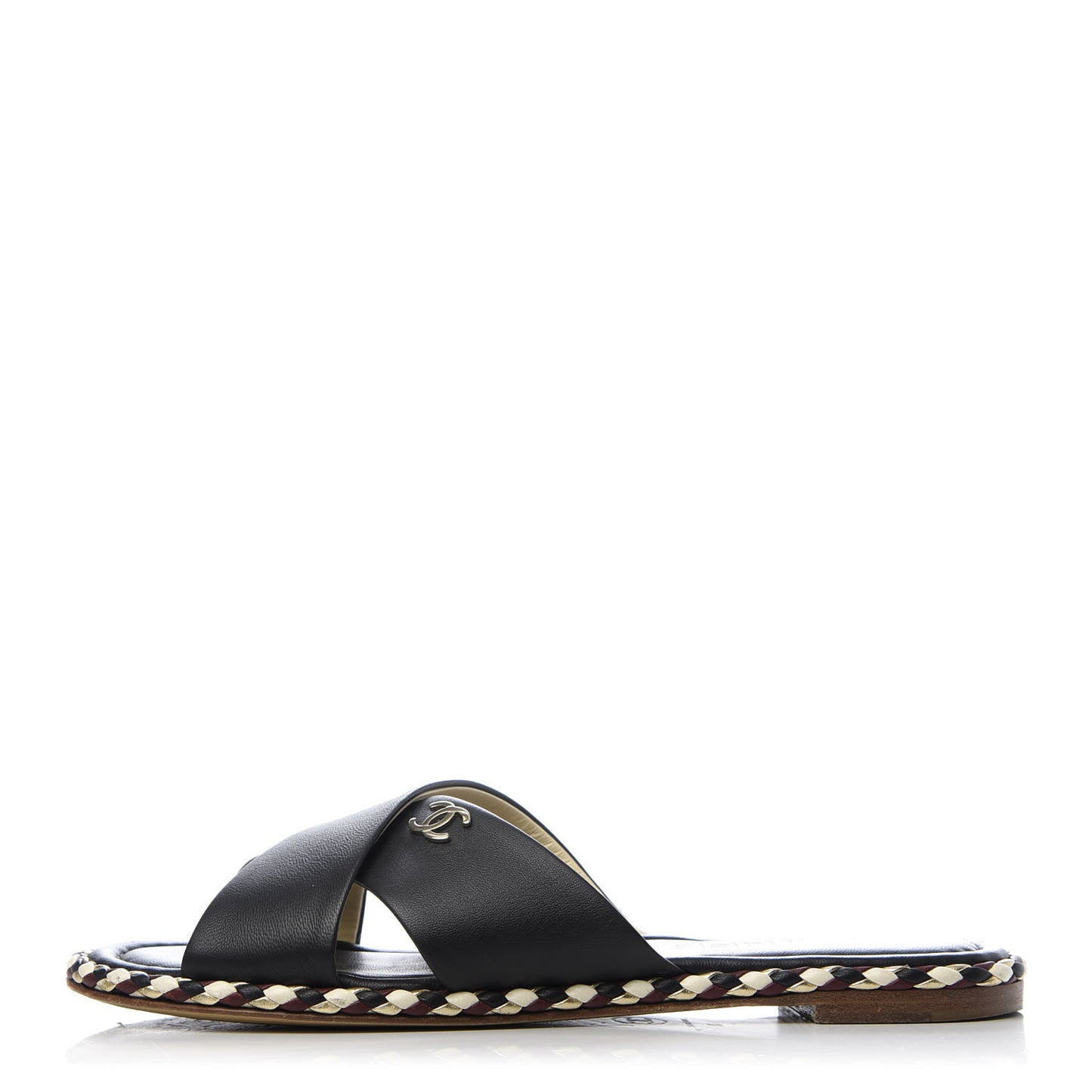 Lambskin Braided Mule Sandals 39 Black
