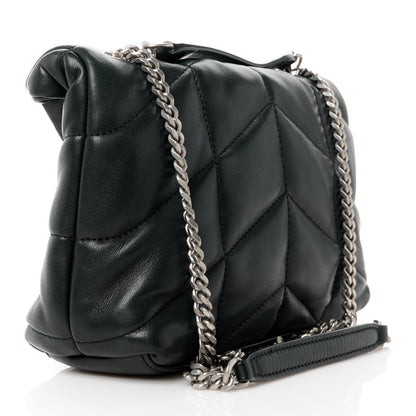 Saint Laurent Lambskin Quilted Toy Loulou Puffer Monogram Chain Satchel Black 3 of 11