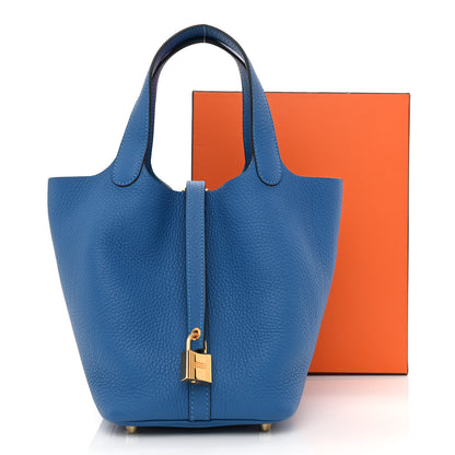 Hermes Taurillon Clemence Picotin Lock 18 PM Mykonos 12 of 12