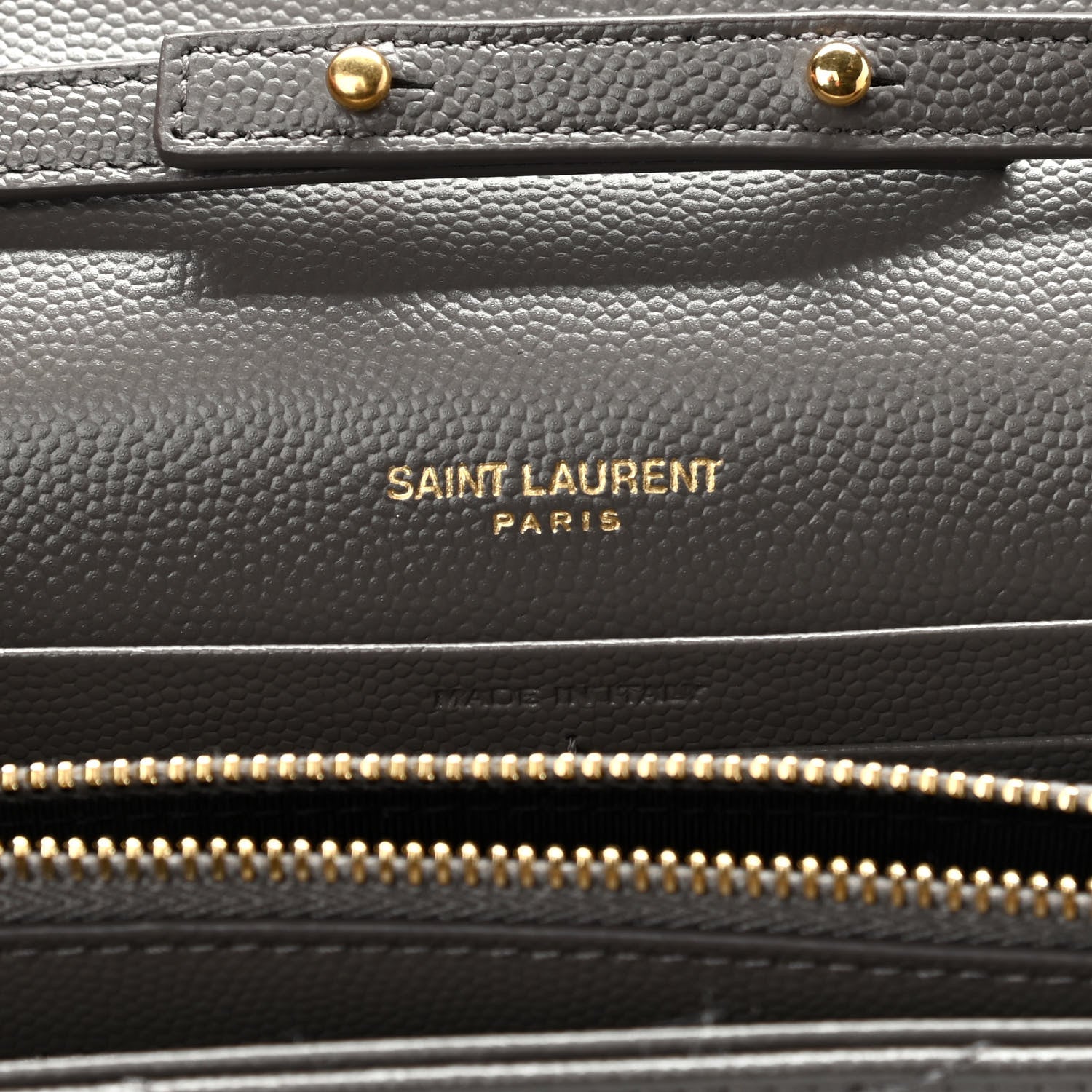 Saint Laurent Grain De Poudre Matelasse Chevron Monogram Chain Wallet Earth 5 of 8
