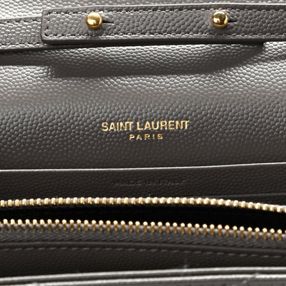 Saint Laurent Grain De Poudre Matelasse Chevron Monogram Chain Wallet Earth 5 of 8