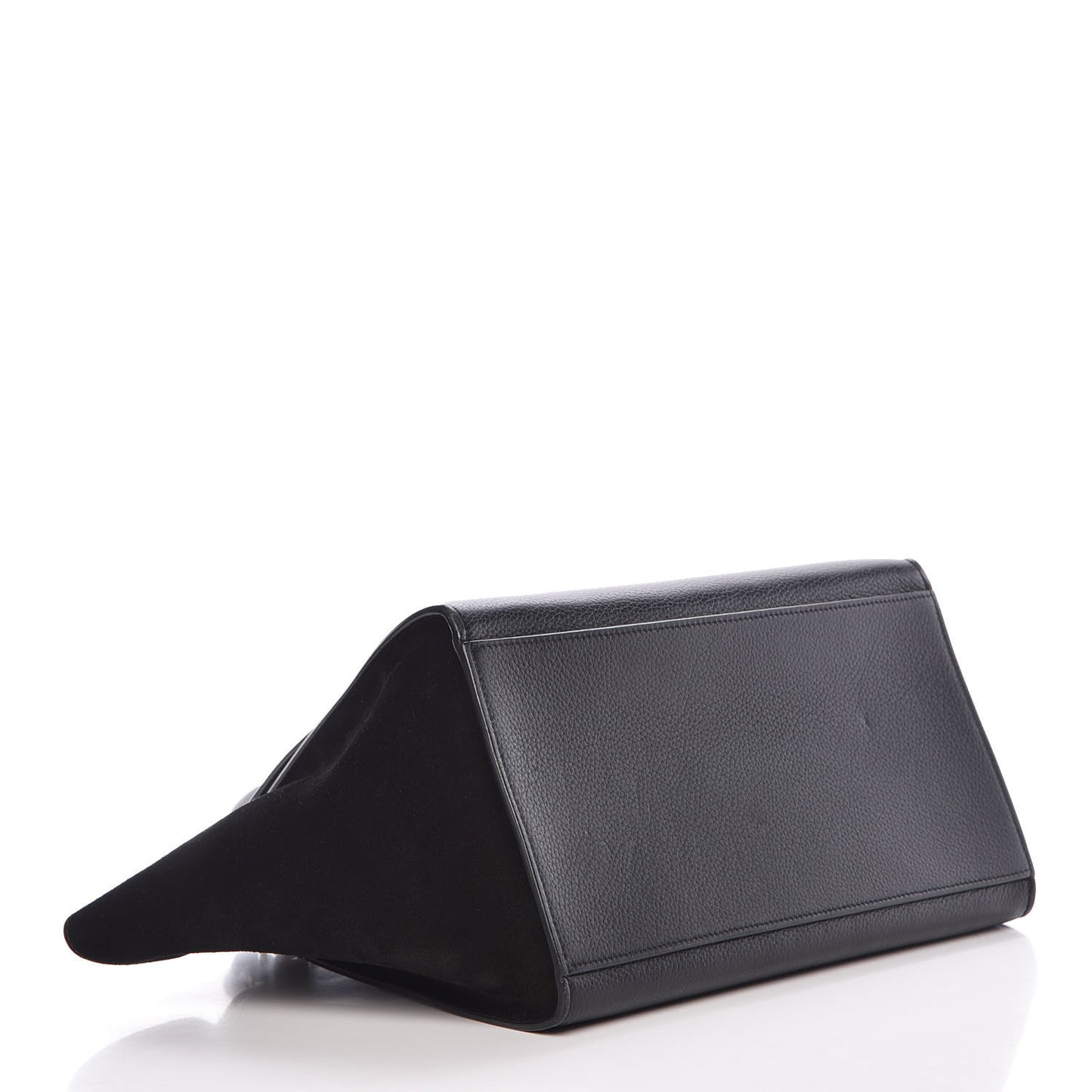 Drummed Calfskin Suede Small Trapeze Black