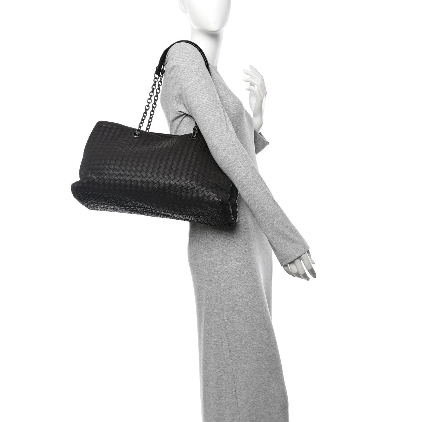 Nappa Intrecciato Large Classic Chain Strap Tote Ebano