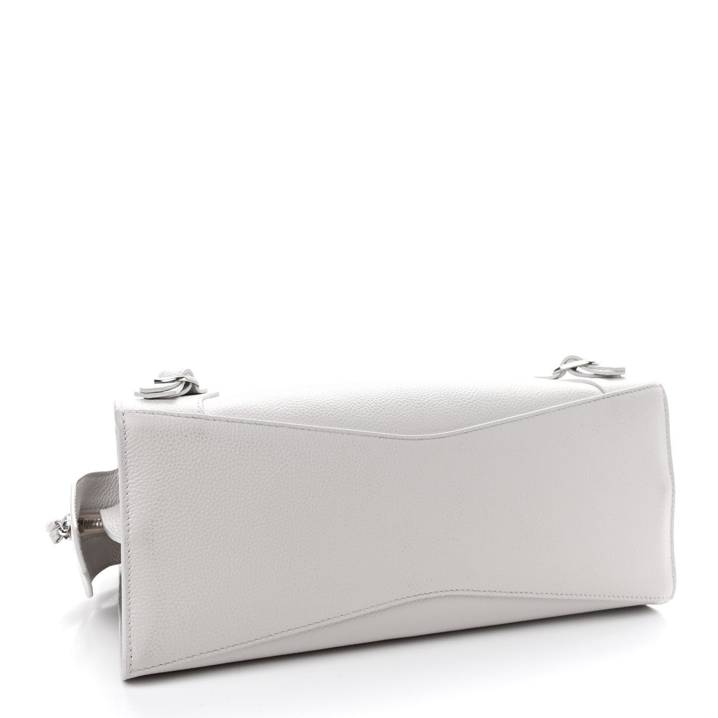 Grained Calfskin Neo Classic Silver Hardware S City Chalky White