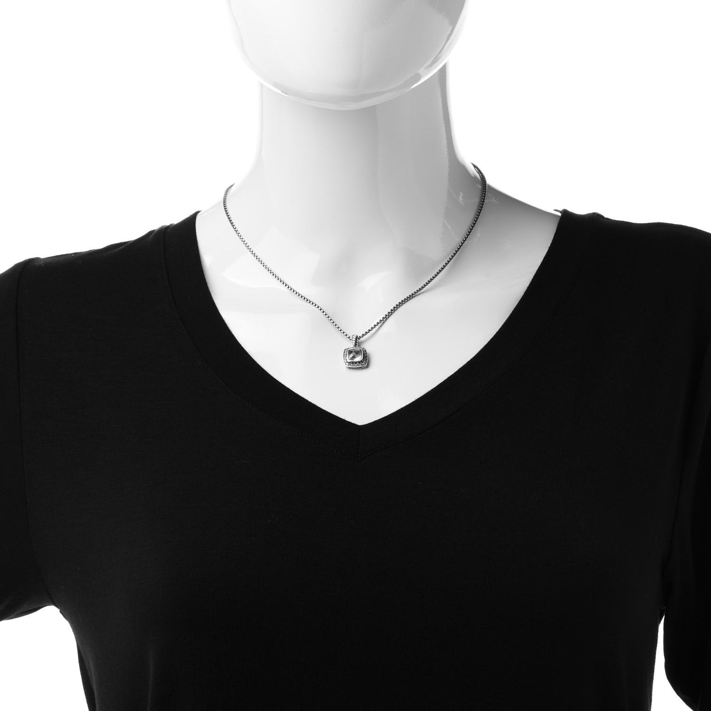 Sterling Silver Diamond Morganite 7mm Petite Albion Pendant Necklace
