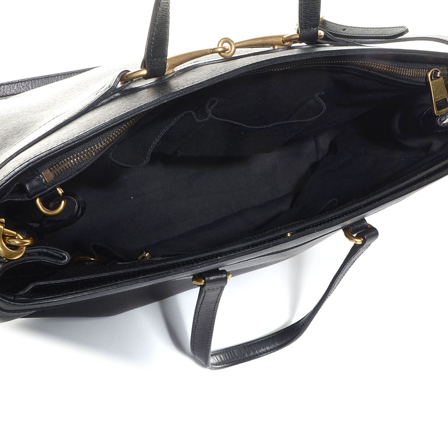 Textured Calfskin Large Bright Bit Tote Black