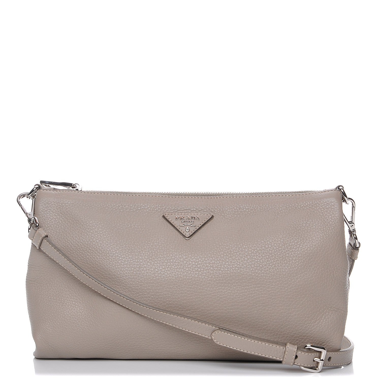 Prada Vitello Daino Zippered Crossbody Bag Pomice 1 of 8