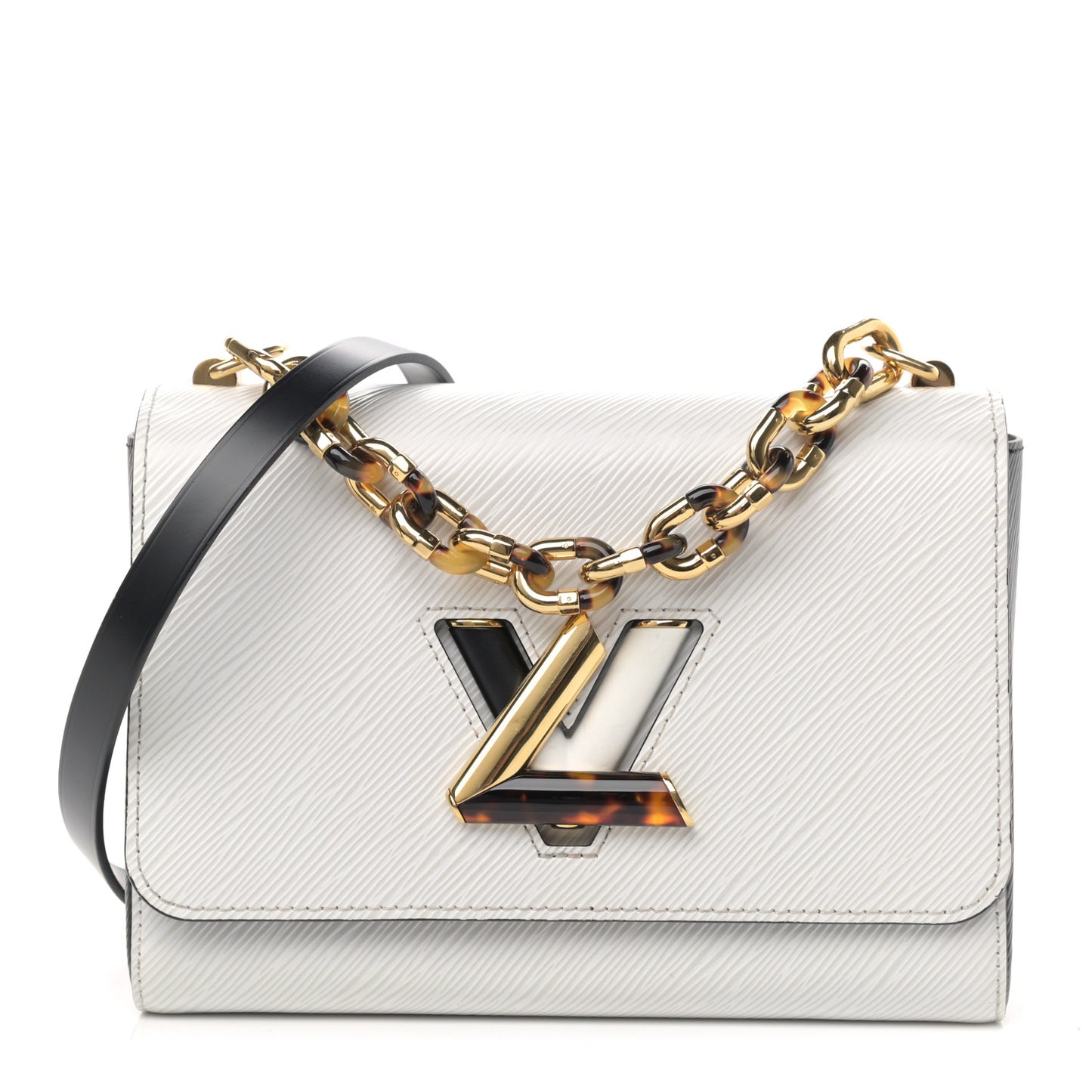 Epi Tortoiseshell Twist Shoulder Bag MM Black White