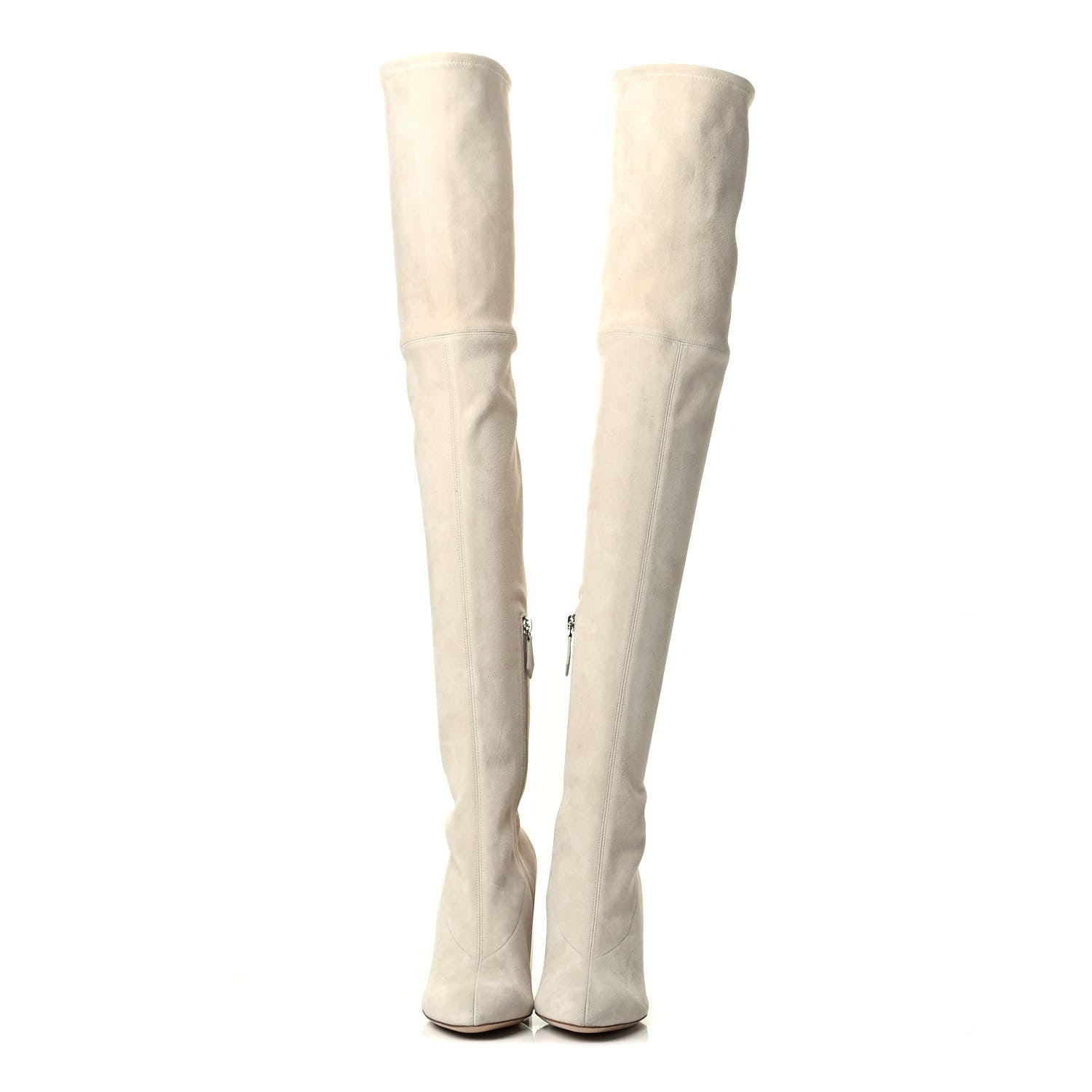 Hermes Suede Goatskin Over The Knee Boots 39.5 Craie 5 of 8