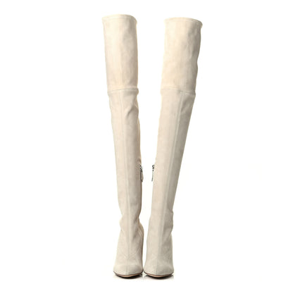 Hermes Suede Goatskin Over The Knee Boots 39.5 Craie 5 of 8