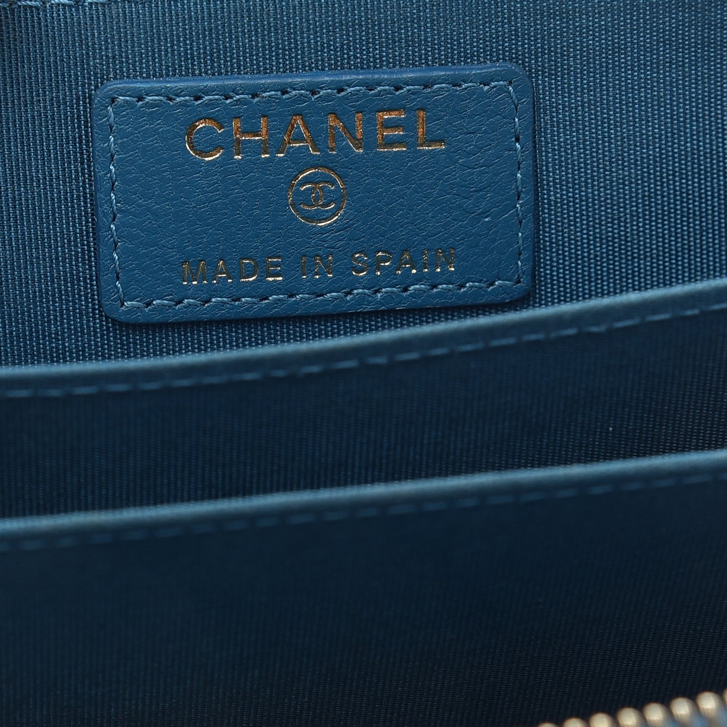 Goatskin Quilted Chanel 19 Zip Around Coin Purse Wallet Turquoise