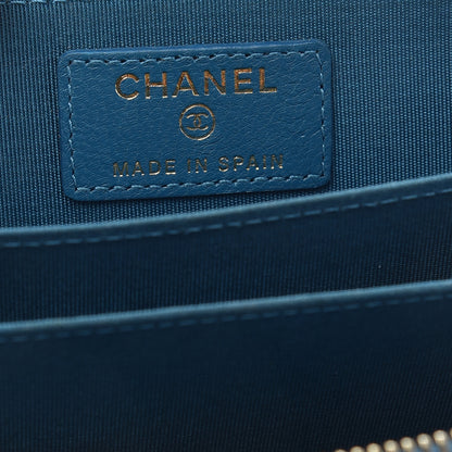 Chanel Goatskin Quilted Chanel 19 Zip Around Coin Purse Wallet Turquoise 6 of 7