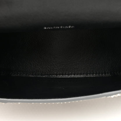Balenciaga Strass Suede Allover Logo Hourglass Top Handle Bag XS with Chain Silver Black 5 of 9