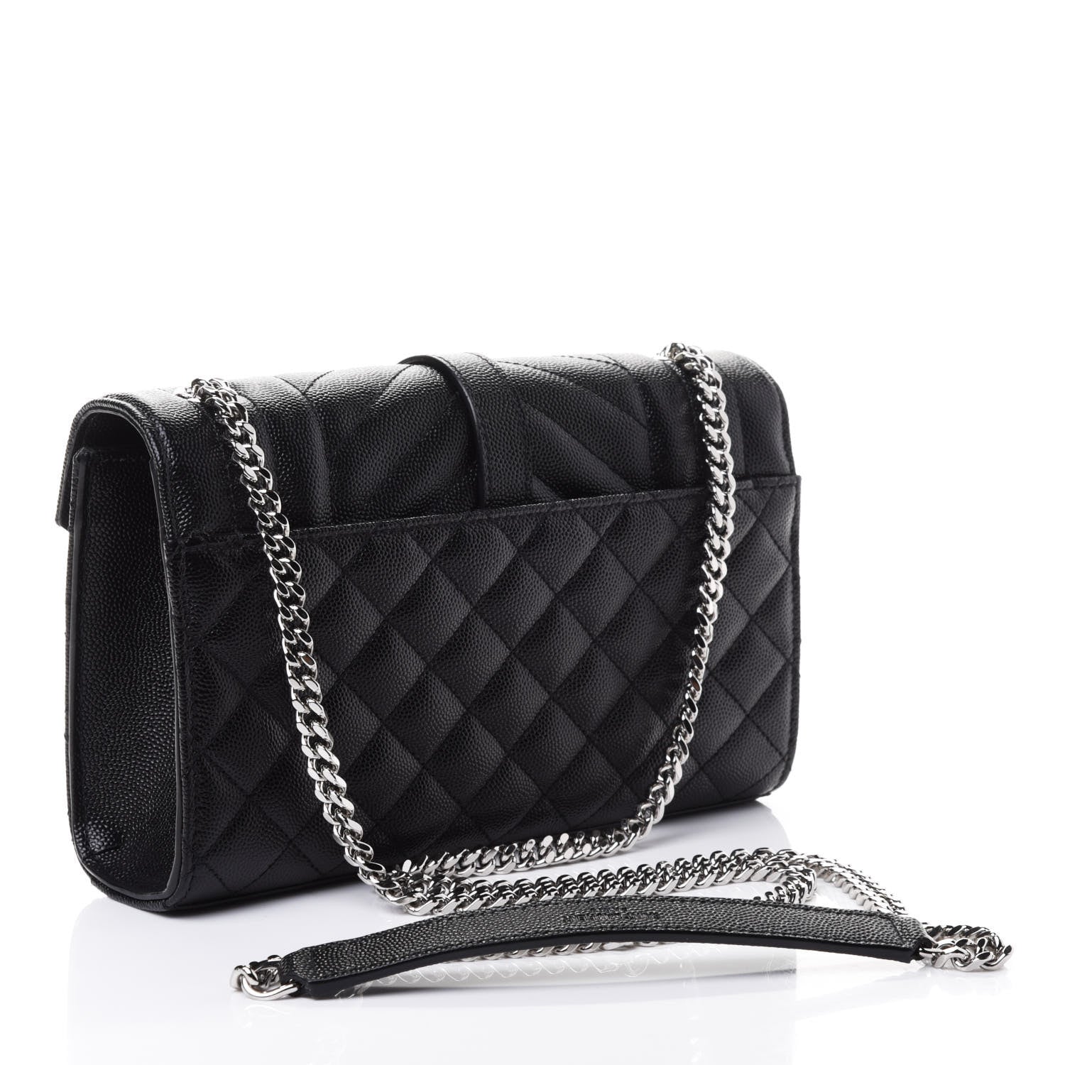 Saint Laurent Grain De Poudre Textured Mixed Matelasse Triquilt Small Monogram Satchel Black 2 of 4