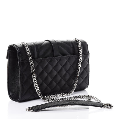Saint Laurent Grain De Poudre Textured Mixed Matelasse Triquilt Small Monogram Satchel Black 2 of 4