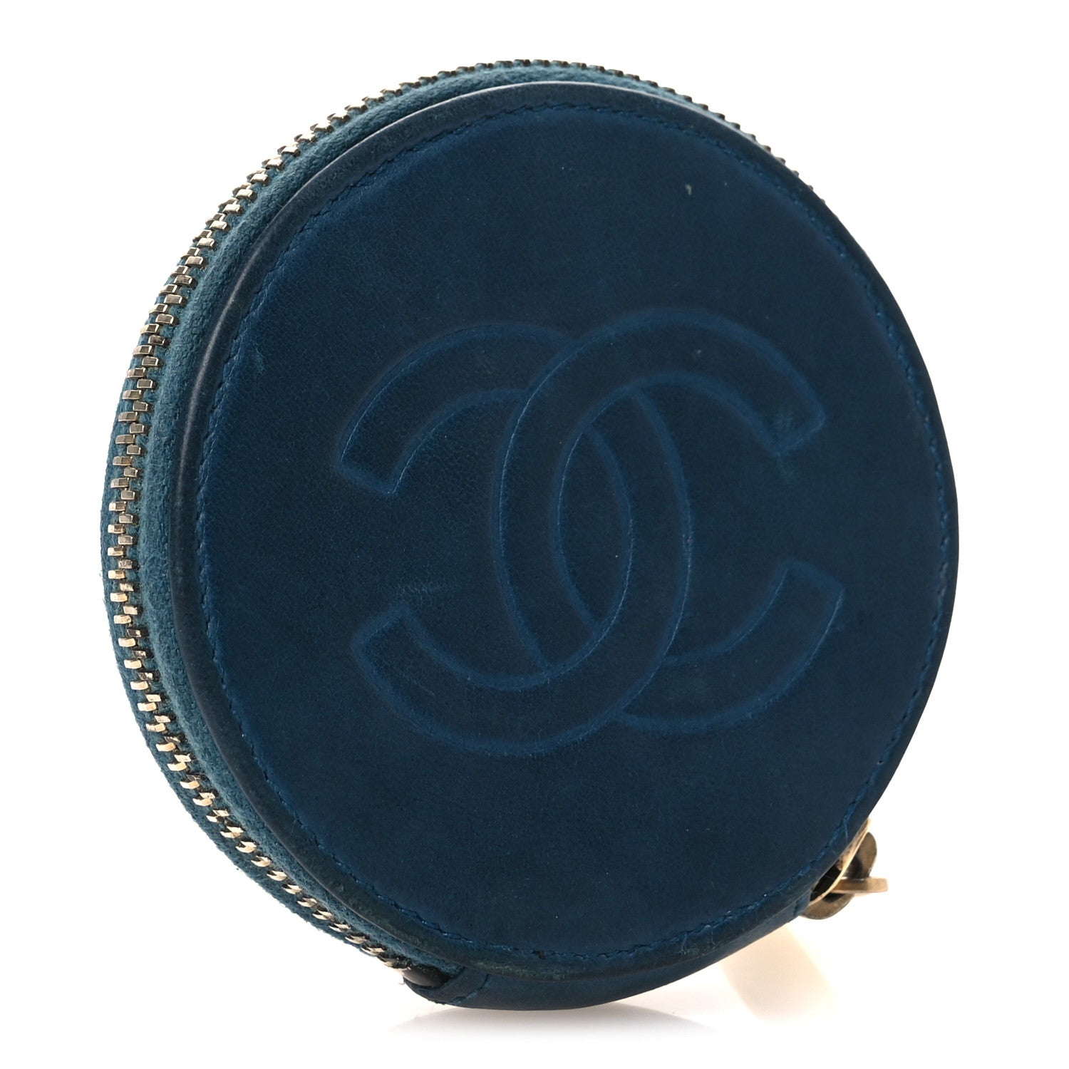 Chanel Lambskin Round Camellia CC Coin Purse Navy 3 of 13