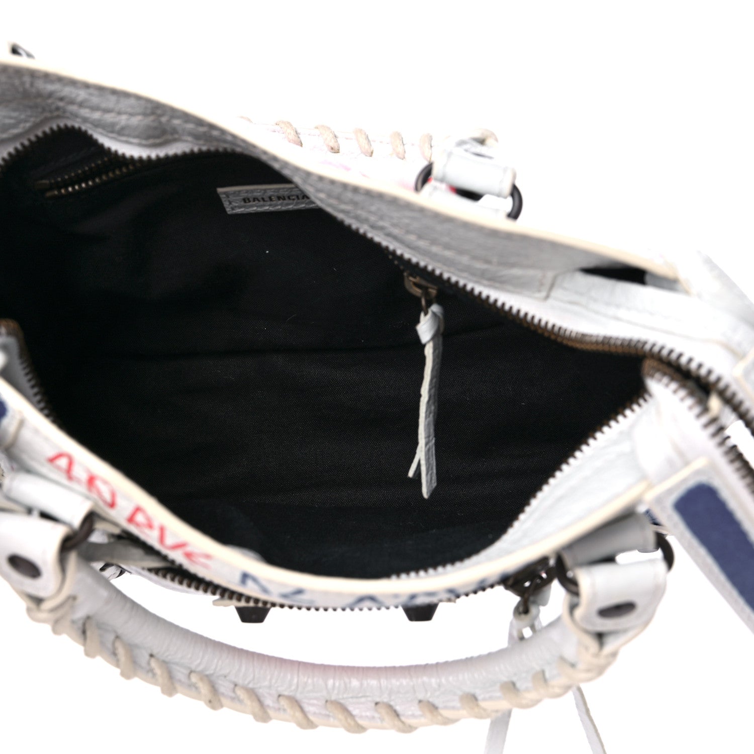 Balenciaga Agneau Graffiti All Over Classic Hardware Mini City White Bleu Rouge 5 of 11