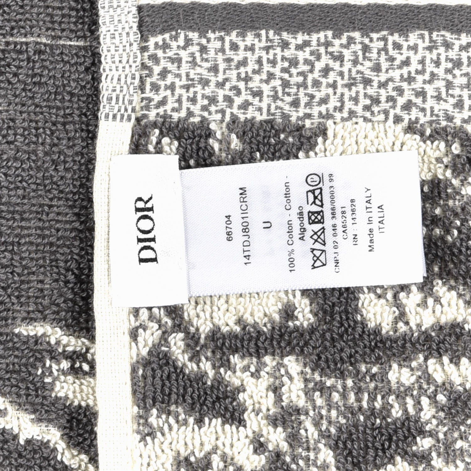 Christian Dior Cotton Toile De Jouy Reverse Towel Grey Ivory 6 of 6